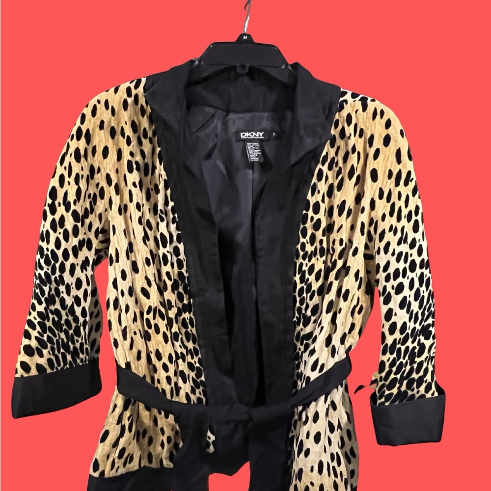 DKNY Women's Animal Print Blazer - Black and Tan